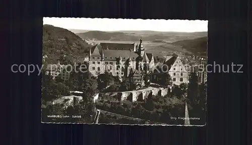 Marburg Lahn Schloss Original Fliegeraufnahme Kat. Marburg