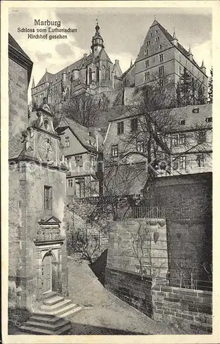 Marburg Lahn Schloss vom Lutherischen Kirchhof gesehen Kat. Marburg