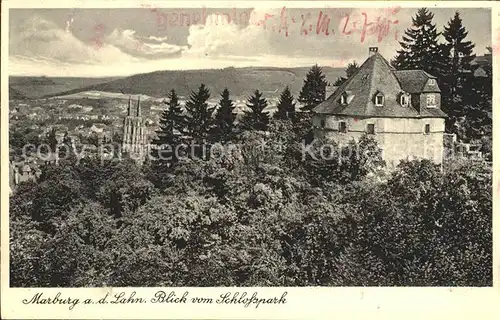 Marburg Lahn Blick vom Schlosspark Kat. Marburg