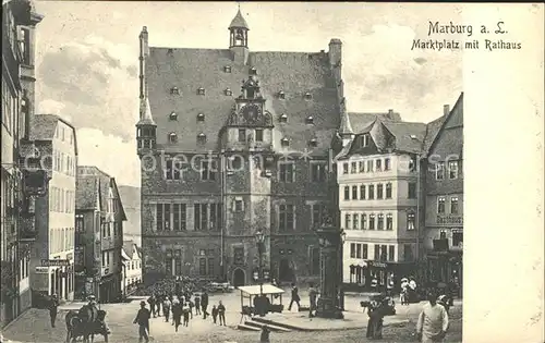 Marburg Lahn Marktplatz mit Rathaus Kat. Marburg