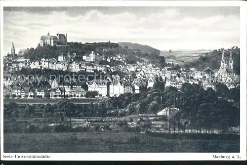 Marburg Lahn Stadtbild mit Schloss Serie Universitaetsstaedte Werbung Quinisal Grippemittel Kat. Marburg