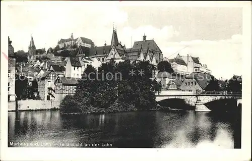 Marburg Lahn Teilansicht an der Lahn Bruecke Hansenhaus Kat. Marburg