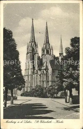 Marburg Lahn St Elisabethkirche Kupfertiefdruck Kat. Marburg