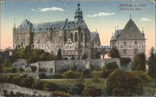 Marburg Lahn Schloss von Sueden Kat. Marburg