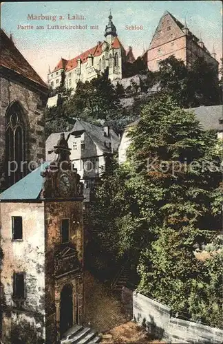 Marburg Lahn Lutherkirchhof mit Schloss Kat. Marburg