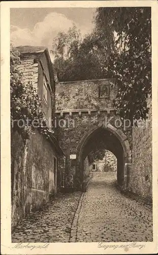 Marburg Lahn Eingang zur Burg Kupfertiefdruck Kat. Marburg