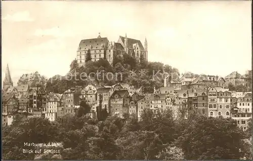 Marburg Lahn Altstadt mit Schloss Trinks Postkarte Kat. Marburg