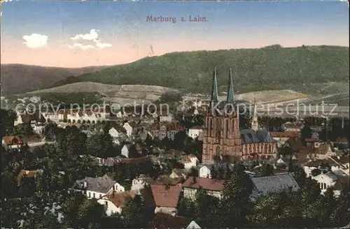 Marburg Lahn Blick auf St Elisabethkirche Kat. Marburg