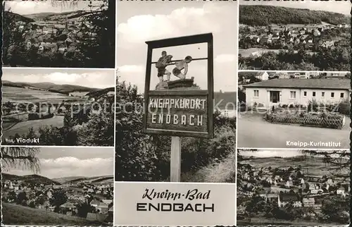 Bad Endbach Teilanscihten Kneippkurort Wegweiser Viadukt Kurinstitut Kat. Bad Endbach