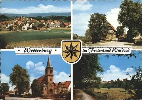 Wetterburg Teilansichten Kirche Ferienland Waldeck Wappen Kat. Bad Arolsen