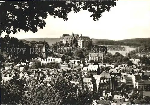 Marburg Lahn Stadtbild mit Schloss Altstadt Universitaetsstadt Kat. Marburg