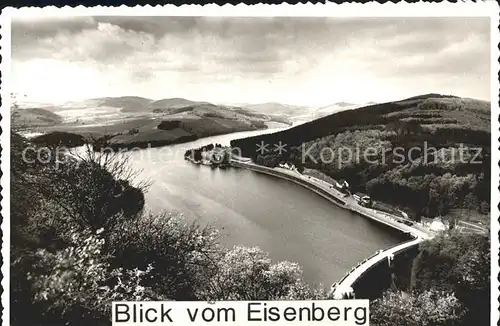 Diemelsee Panorama Blick vom Eisenberg Stausee Talsperre Sperrmauer Kat. Diemelsee