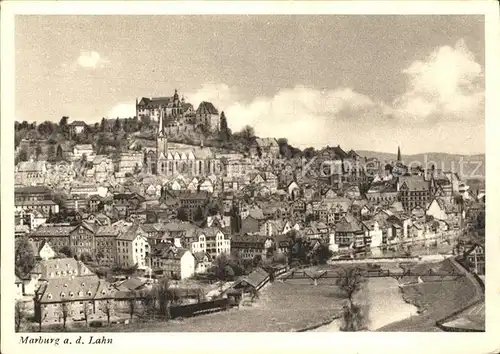 Marburg Lahn Stadtbild mit Schloss Kupfertiefdruck Kat. Marburg