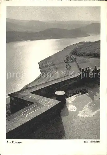 Waldeck Edersee Blick vom Schloss Stausee Edertalsperre Kat. Edertal