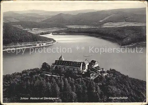Waldeck Edersee Schloss Edertalsperre Stausee Fliegeraufnahme Kat. Edertal