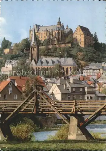 Marburg Lahn Holzbruecke Lahn Schloss Kat. Marburg