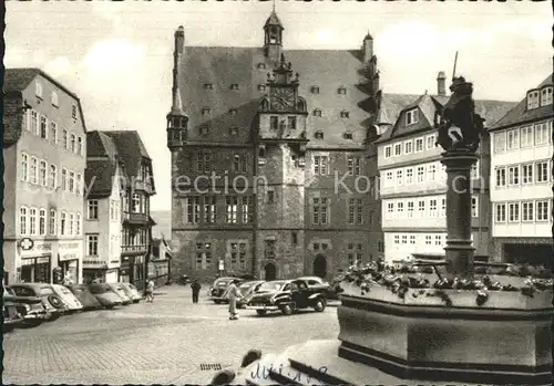Marburg Lahn Marktplatz Rathaus Brunnen Kupfertiefdruck Kat. Marburg