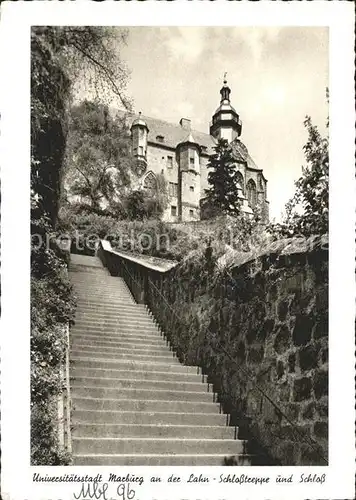 Marburg Lahn Schlosstreppe und Schloss Kupfertiefdruck Kat. Marburg