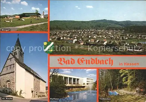 Bad Endbach Gesamtansicht Tretbecken Minigolf Kurhaus Kirche Kat. Bad Endbach