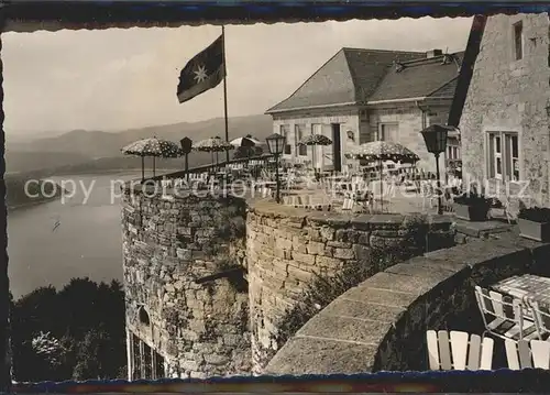 Waldeck Edersee Schloss Terrasse mit Blick auf den See Kat. Edertal