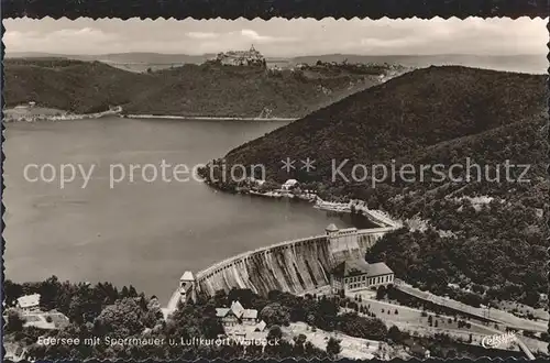 Waldeck Edersee Sperrmauer Edertalsperre Schloss Luftkurort Fliegeraufnahme Kat. Edertal