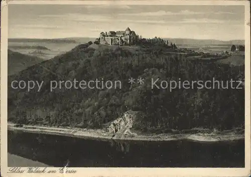 Waldeck Edersee Schloss Edertalsperre Kupfertiefdruck Kat. Edertal