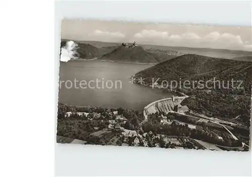 Waldeck Edersee Sperrmauer Edertalsperre Schloss Fliegeraufnahme Kat. Edertal