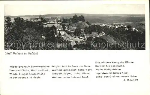 Waldeck Edersee Panorama mit Schloss Gedicht A. Thoericht Kat. Edertal