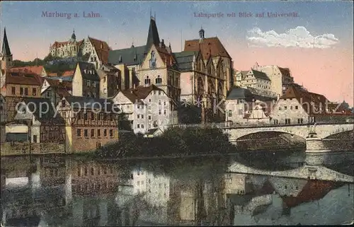 Marburg Lahn Lahnpartie mit Blick auf Universitaet Kat. Marburg