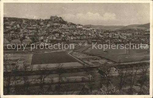 Marburg Lahn Stadtbild mit Stadion von der Bismarckpromenade aus Kat. Marburg