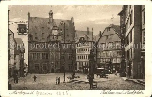 Marburg Lahn Rathaus und Marktplatz Kupfertiefdruck Kat. Marburg