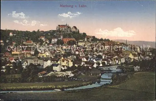 Marburg Lahn Stadtbild mit Schloss Kat. Marburg