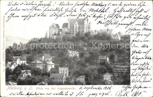 Marburg Lahn Blick von der Augustenruhe Schloss Kat. Marburg