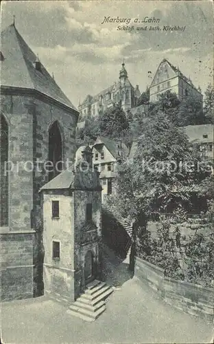 Marburg Lahn Schloss und lutherischer Kirchhof Kat. Marburg