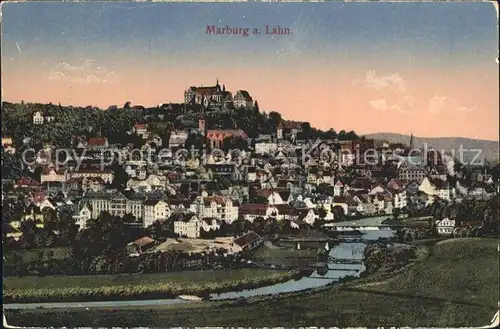 Marburg Lahn Stadtbild mit Schloss Kat. Marburg