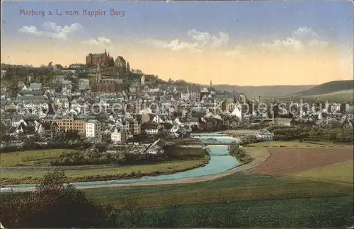 Marburg Lahn Stadtbild mit Schloss vom Kappler Berg Kat. Marburg