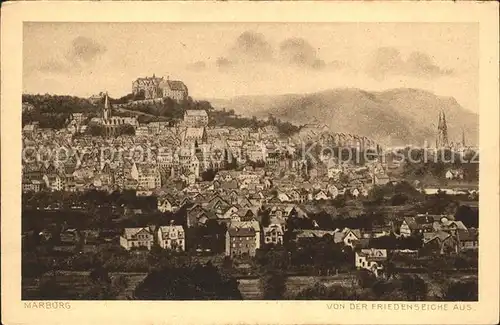 Marburg Lahn Stadtbild mit Schloss von der Friedenseiche aus Kat. Marburg