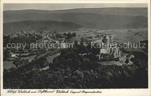 Waldeck Edersee Schloss Luftkurort Original Fliegeraufnahme Kat. Edertal