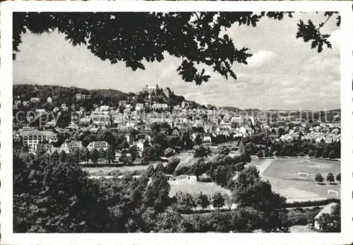 Marburg Lahn Stadtbild mit Sportstadion und Schloss Kat. Marburg