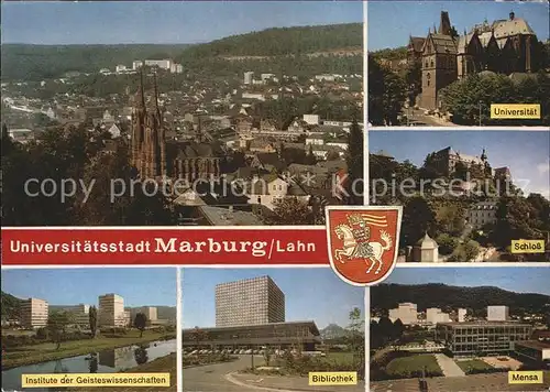 Marburg Lahn Elisabethkirche Universitaet Schloss Mensa Bibliothek Institute Wappen Kat. Marburg