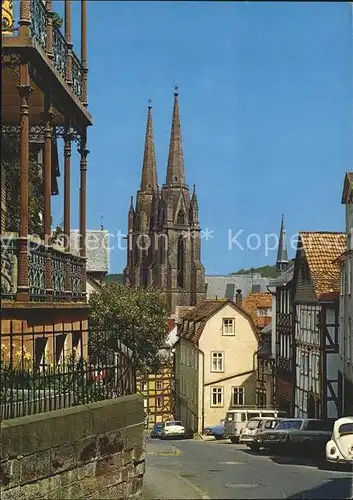 Marburg Lahn Roter Graben und Elisabethkirche Kat. Marburg
