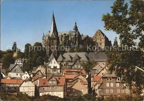 Marburg Lahn Altstadt mit Blick zum Schloss Kat. Marburg