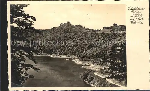 Waldeck Edersee Blick zum Schloss Edertalsperre Kat. Edertal