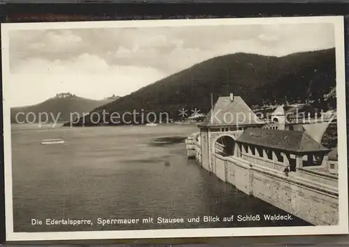 Waldeck Edersee Sperrmauer Edertalsperre Stausee Schloss Kat. Edertal