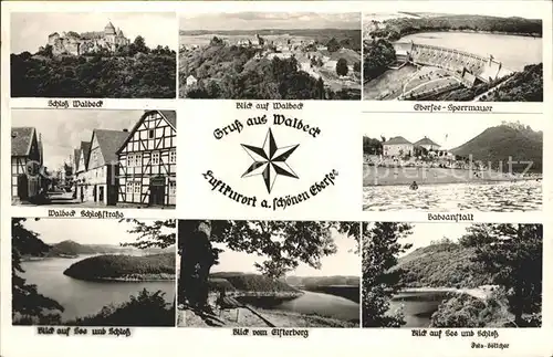 Waldeck Edersee Edersee Sperrmauer Badeanstalt Schloss  Kat. Edertal