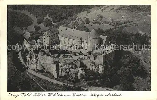 Schloss Waldeck Burg Hotel Fliegeraufnahme Kat. Waldeck