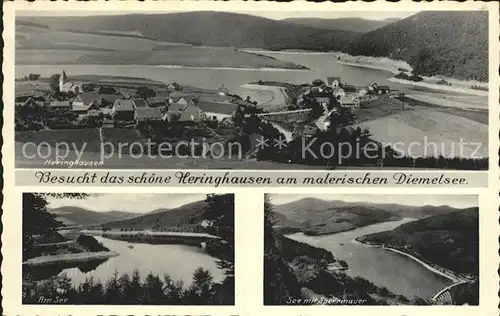 Heringhausen Waldeck Panorama Diemelsee mit Sperrmauer Kat. Diemelsee