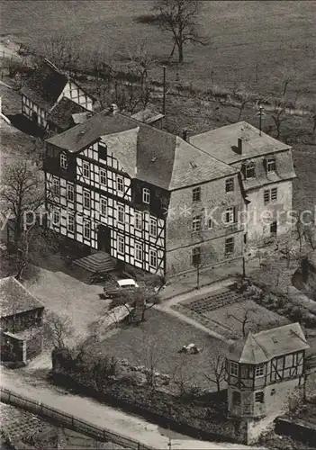 Amoenau von Baumbachers Gutshaus nebst Lusthaeuschen Fliegeraufnahme Kat. Wetter (Hessen)