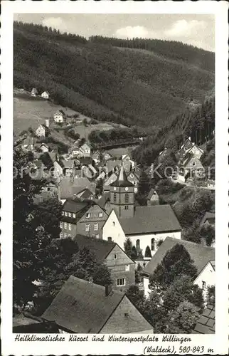 Willingen Sauerland Ortsansicht mit Kirche Kurort Wintersportplatz Kupfertiefdruck Kat. Willingen (Upland)