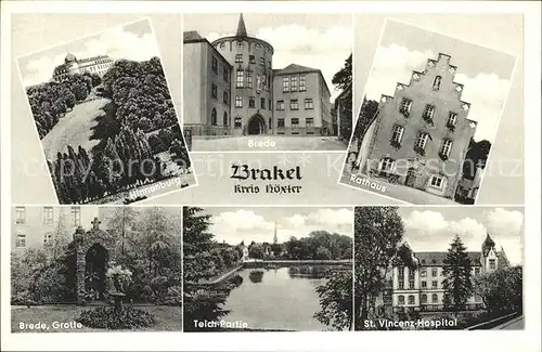 Brakel Westfalen Schloss Hinnenburg Institut Brede Rathaus St Vincenz Hospital Teich Grotte Kat. Brakel